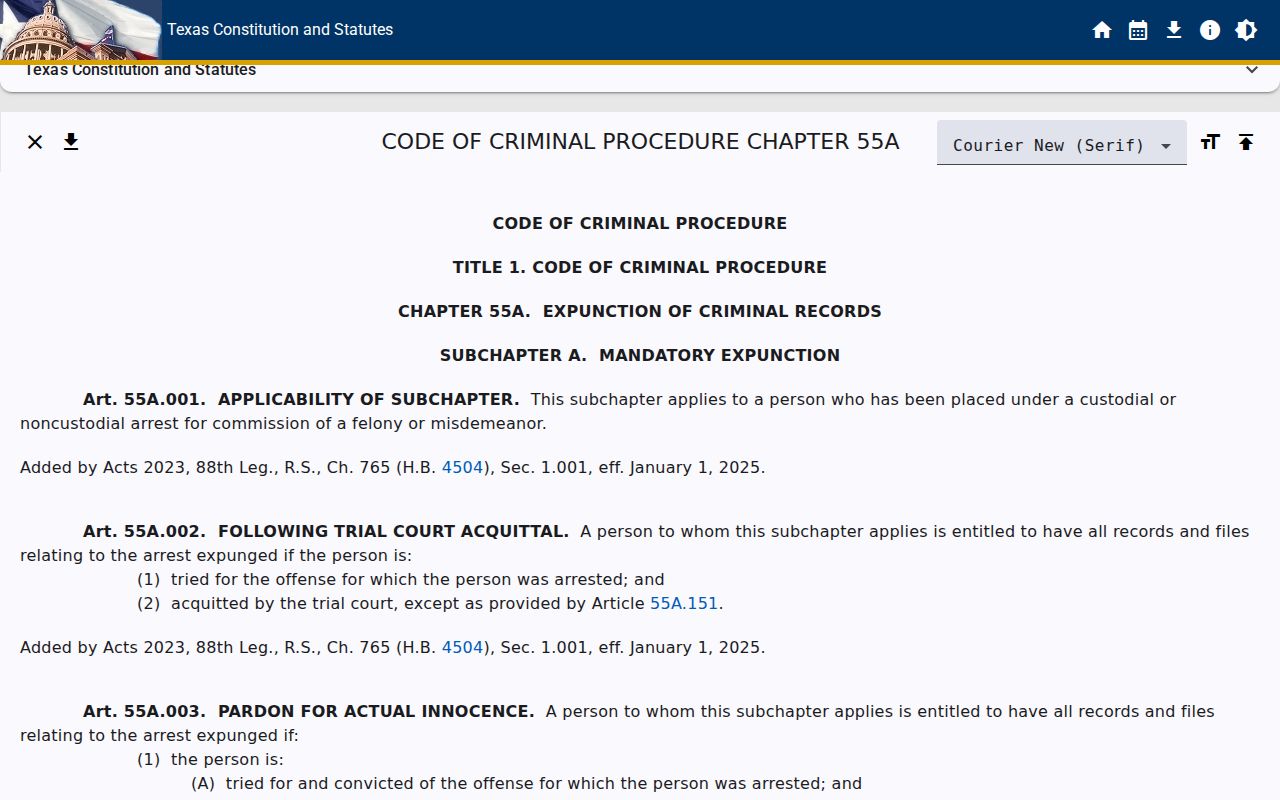 Texas expunction law relevant to Evant criminal records