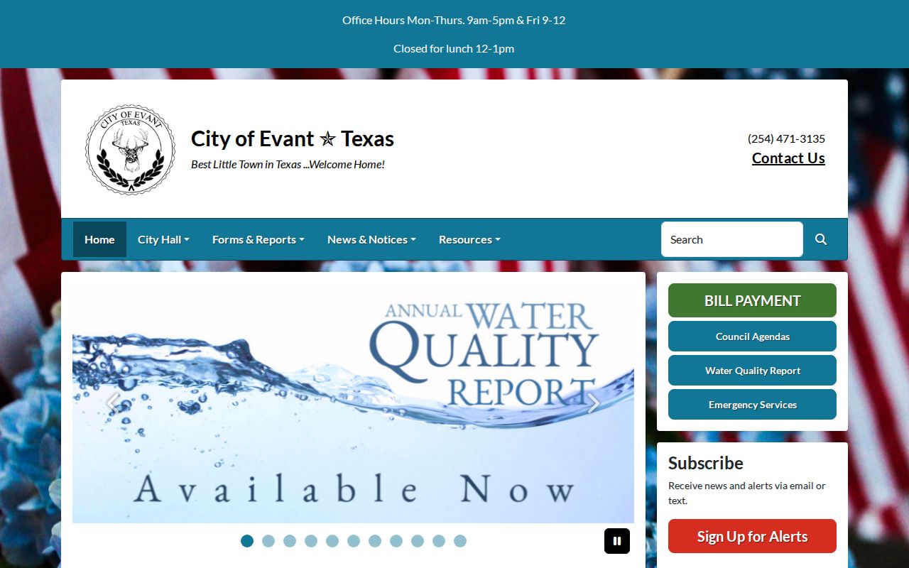 Official Evant city source for routing Evant criminal records