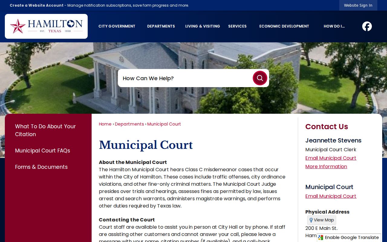 Hamilton Municipal Court source for Hamilton criminal records