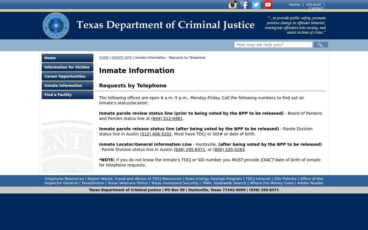 TDCJ phone channel for custody after Hamilton County arrests