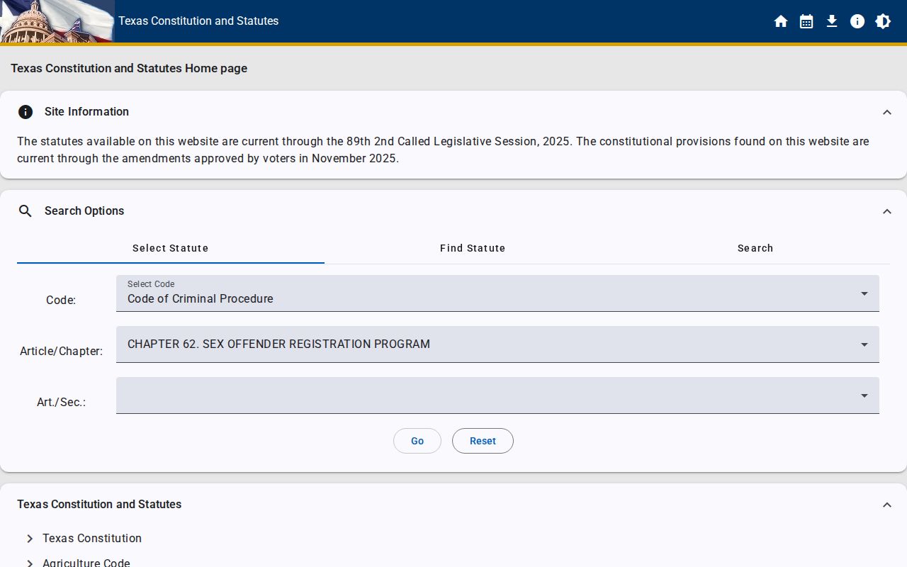 Texas Chapter 62 rules for Hamilton County sex offender registry records